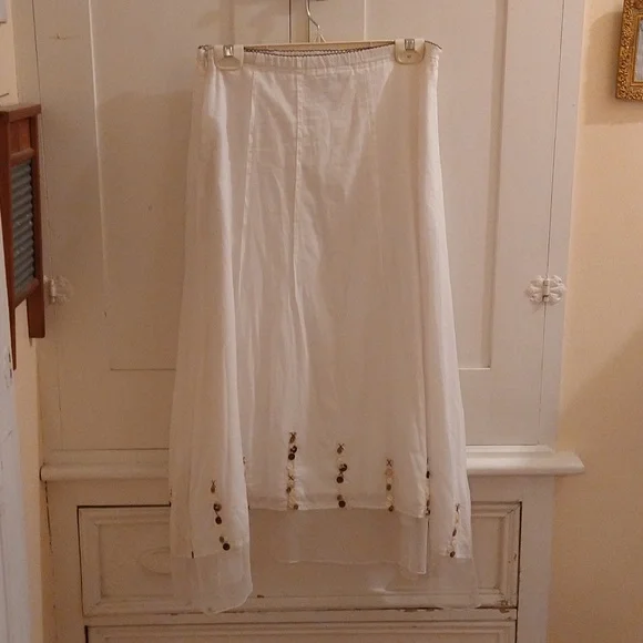J Jill white cotton skirt with button embellishments Sz XS - Picture 3 of 9